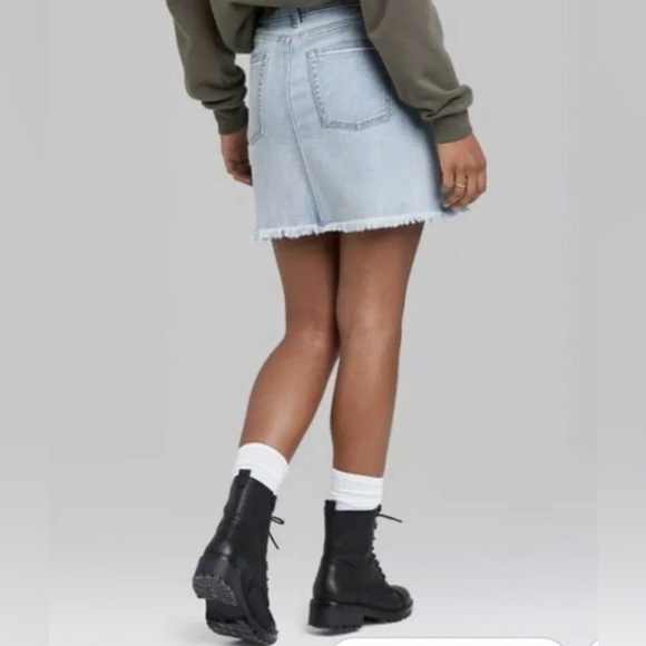 NEW Wild Fable High Rise Distressed Stretch Denim Jean Mini Skirt - Picture 4 of 11